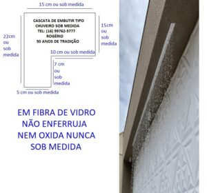 Coberfibras Cascata para Piscina Tipo Chuveiro Type Shower em Inglês de Fibra de Vidro 50cm 1 1,50 2 2,50 3 Metros de Embutir (16) 99764-9699 (16) 3263-9696