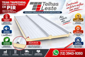 TELHAS LESTE - TELHA FORRO EM GUARULHOS SP- Telha Galvalume Sanduíche - Telefone: (12) 3943-9393 Telhas Leste Telha Trapezoidal Com Isolamento em PIR Cor Branca Termoacústica Sanduíche PIR em São José dos Campos Guarulhos Bertioga Mogi das Cruzes Ubatuba Sumaré Jacareí São Paulo Capital SP